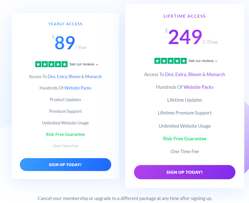 image sizes for divi theme PRICING